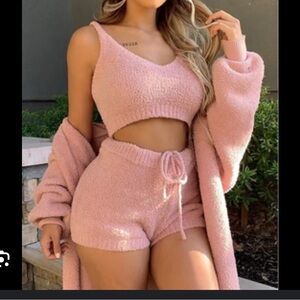 Fashion Nova Living In It Cozy 3 piece set in Pink, Medium